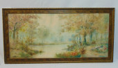 PAINTING, LANDSCAPE WITH POND,