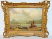 PAINTING, LANDSCAPE WITH SAIL