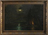 PAINTING, MOONLIGHT CAMPFIRE A