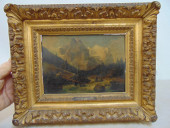 PAINTING, MOUNTAIN STREAM WITH