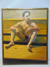 PAINTING, NAKED MAN WITH MASK,