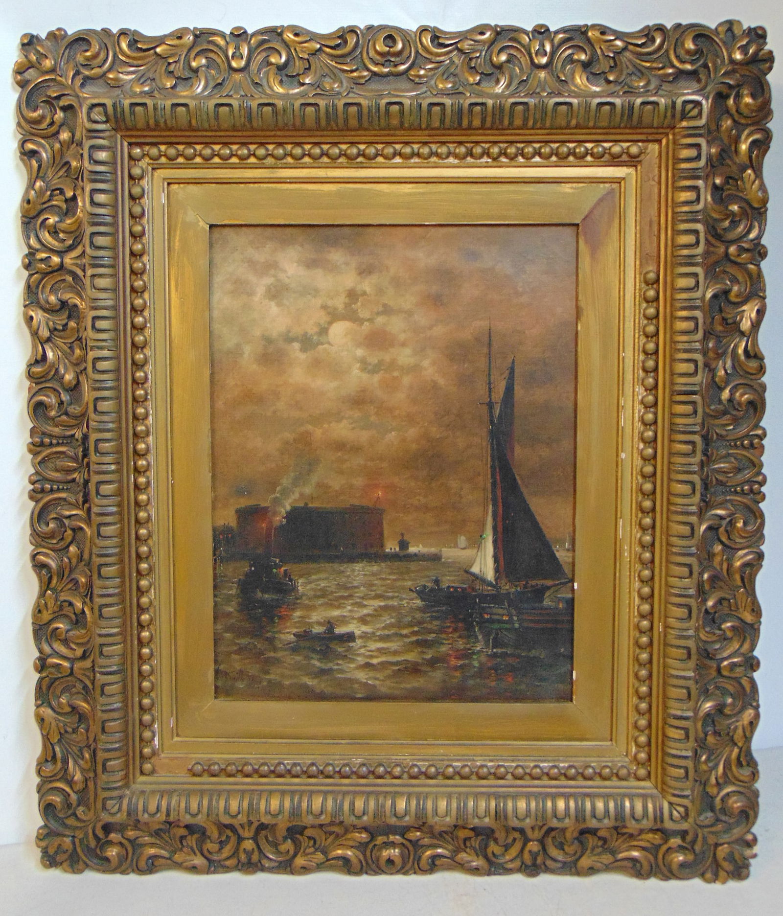 PAINTING, NOCTURNAL NEW YORK HARBOR
