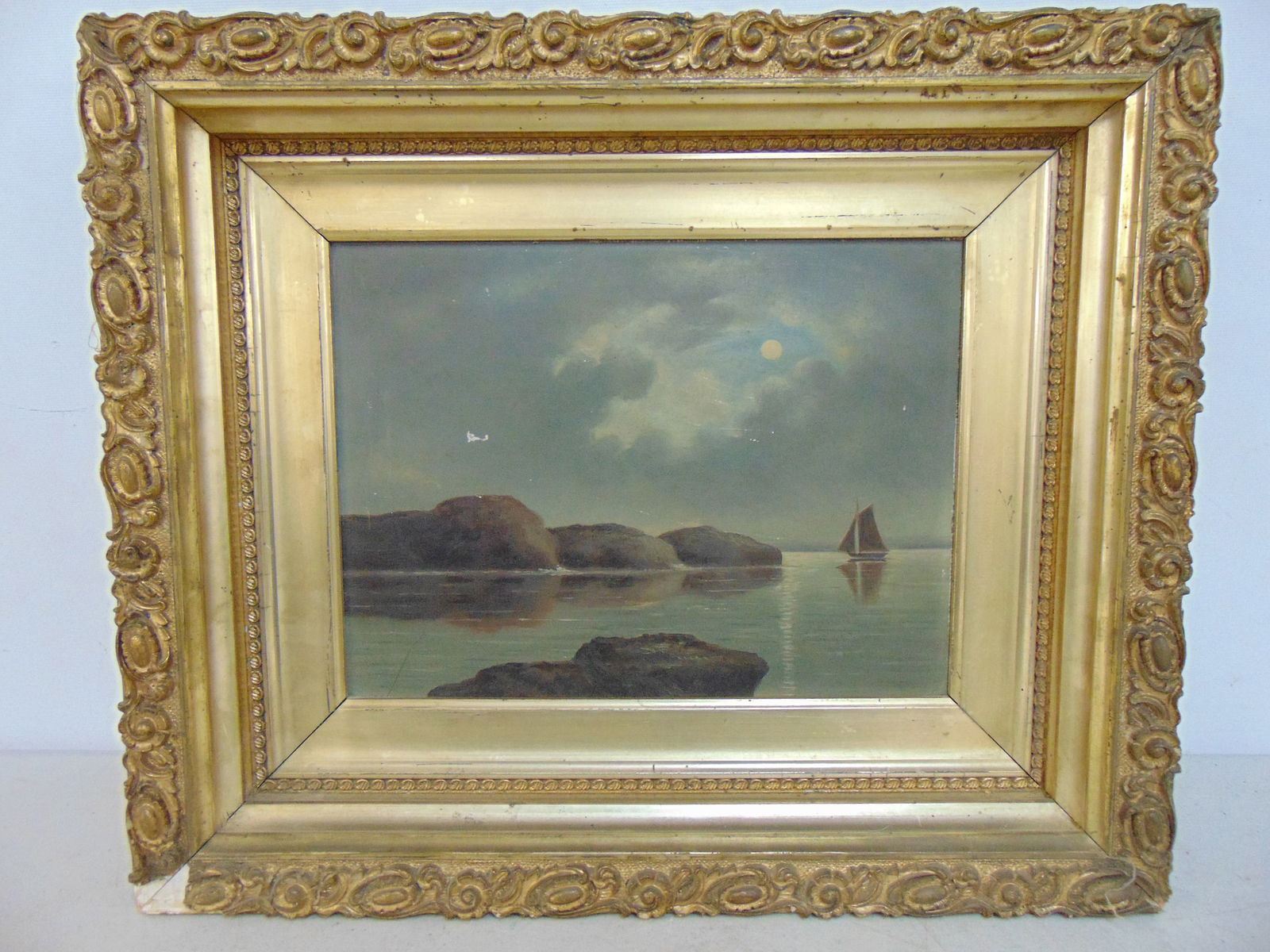 PAINTING, NOCTURNAL RIVER SCENE