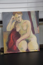 PAINTING  NUDE STUDY. Depictin