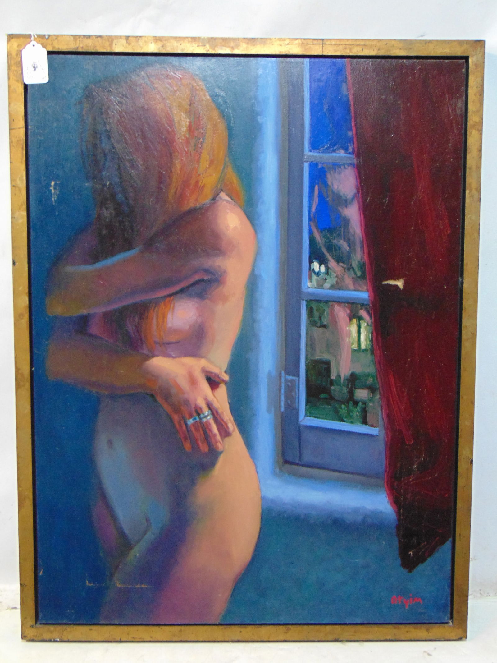 PAINTING, NUDE WOMAN BY WINDOW,