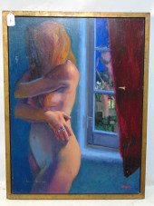 PAINTING, NUDE WOMAN BY WINDOW