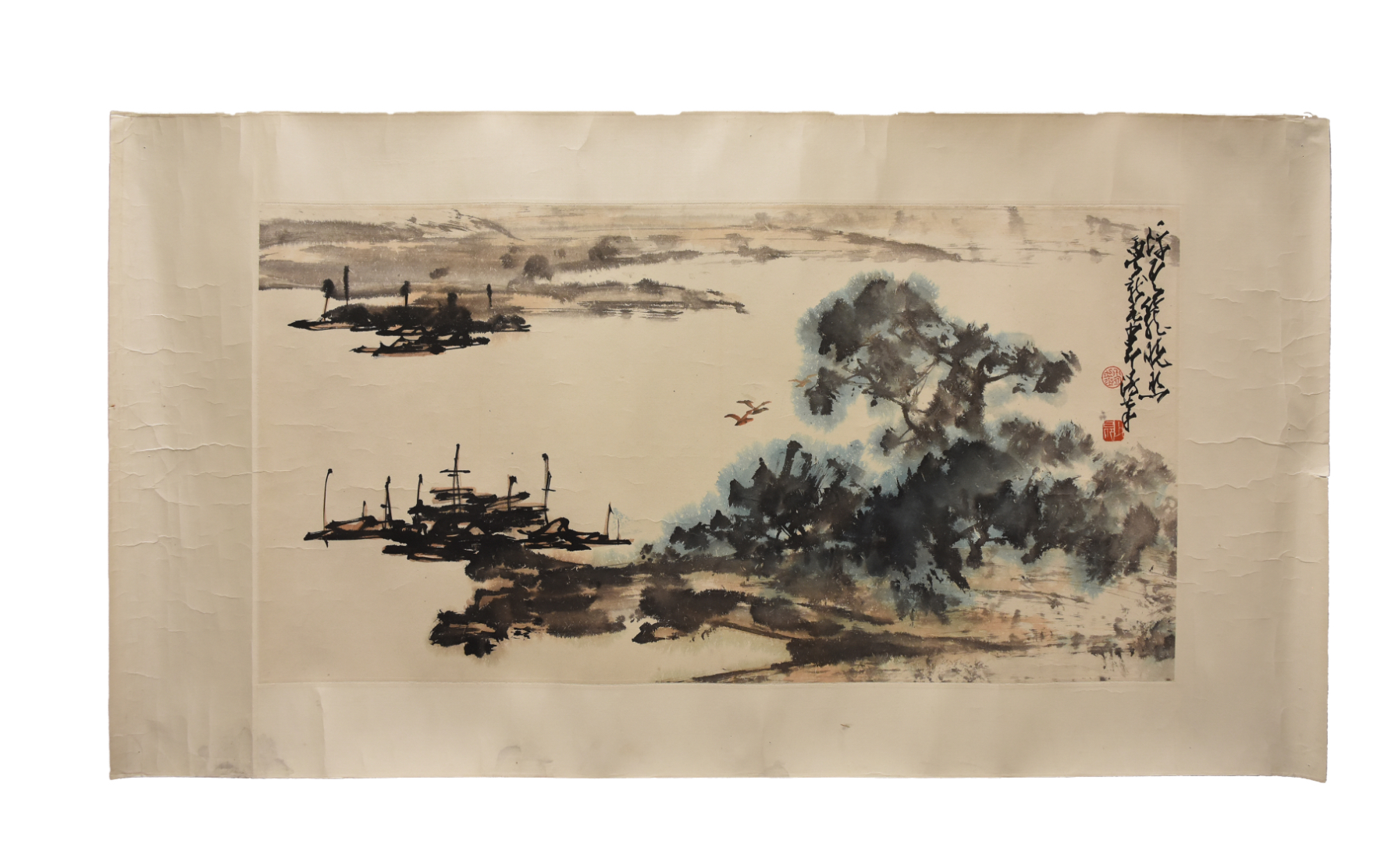 PAINTING OF A BAY W/ CALLIGRAPHY