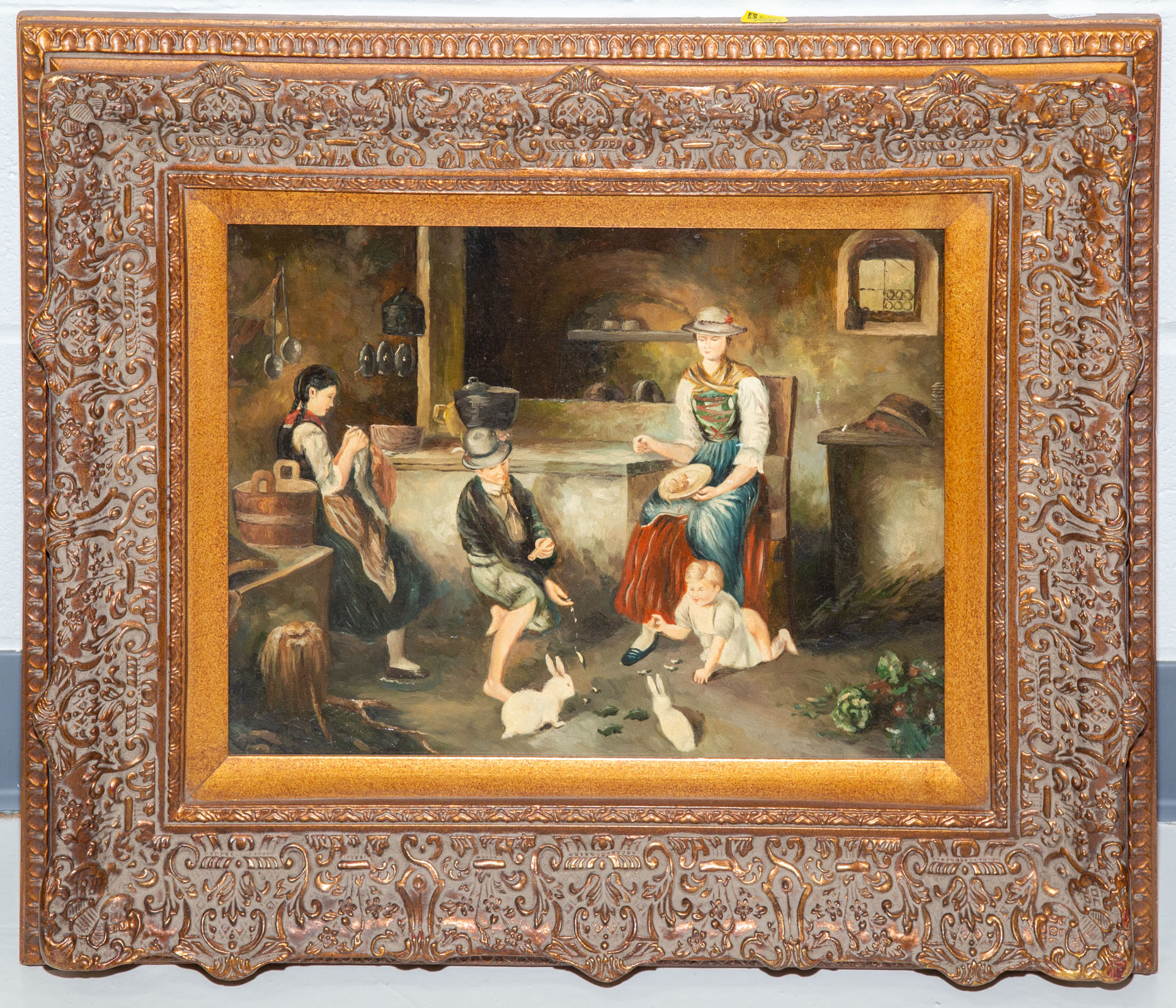 PAINTING OF INTERIOR SCENE Oil on