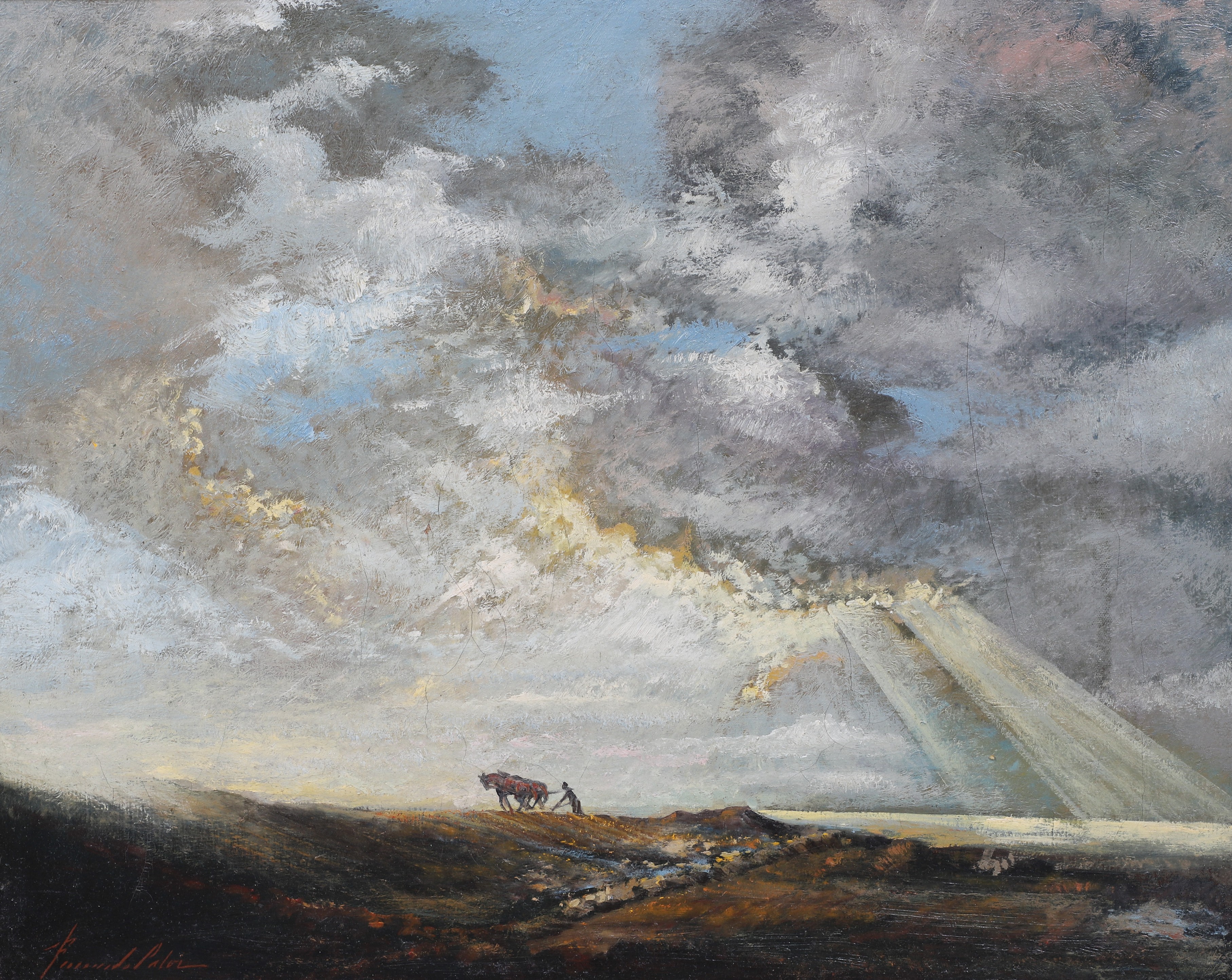 Painting of Ploughman and Horses,