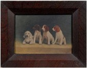 Painting of puppies, four pupp