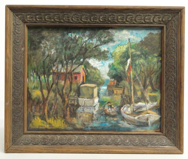 Painting oil on canvas boats. Sight