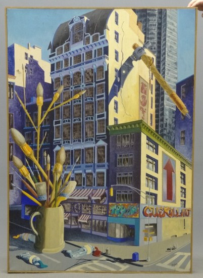 Painting oil on canvas cityscape