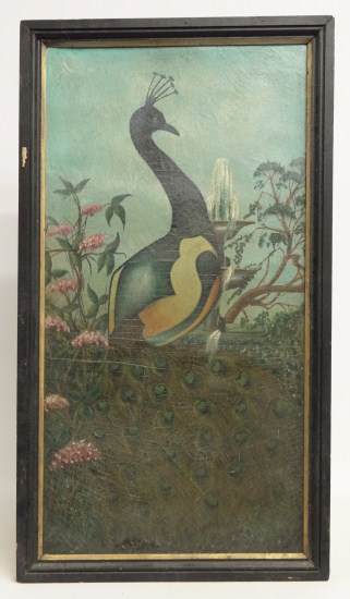 Painting oil on canvas peacock.