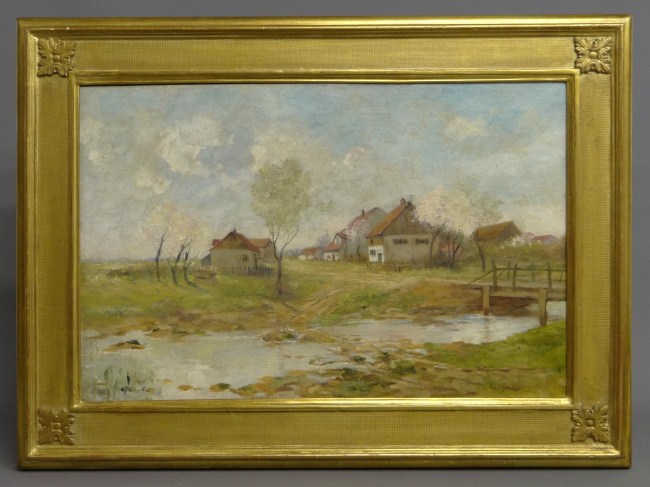 Painting oil on canvas village