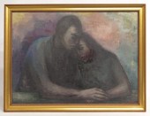 Painting oil on panel couple e