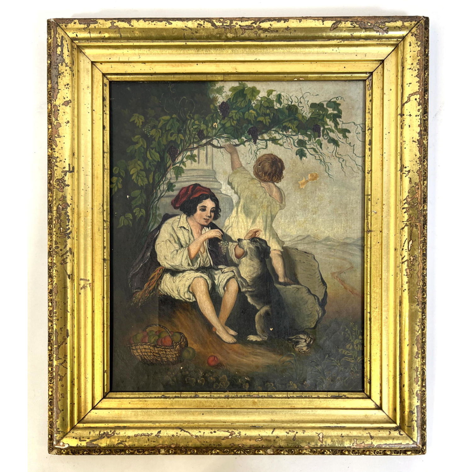 Painting on canvas. Two children