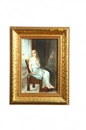 PAINTING ON PORCELAIN PLAQUE.