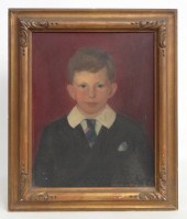 Painting portrait of a boy sig