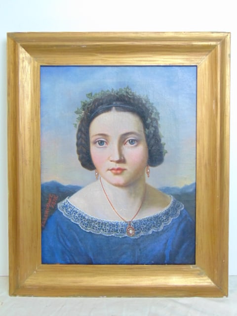 PAINTING, PORTRAIT YOUNG LADY IN