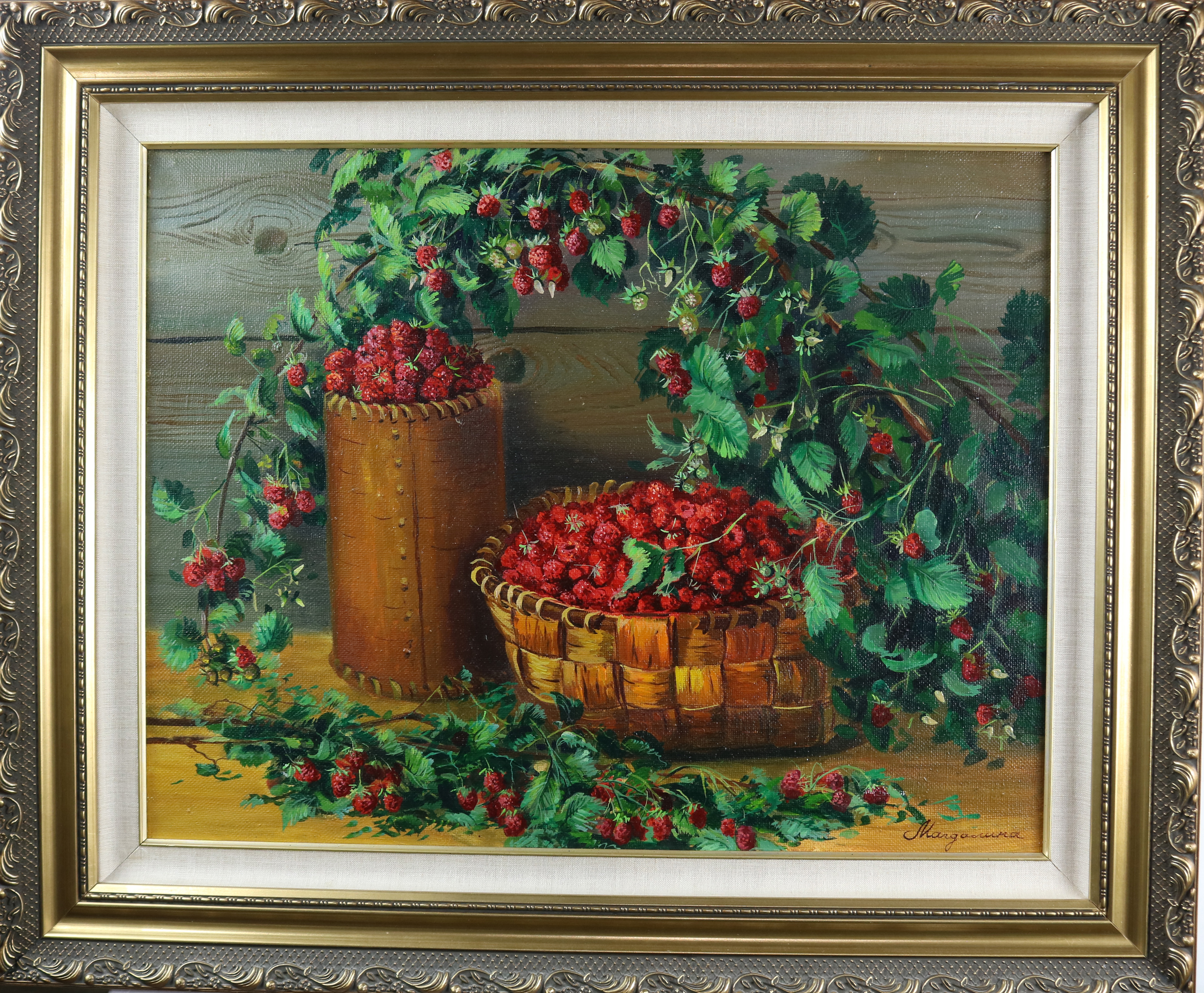 PAINTING, RASPBERRY GARDEN