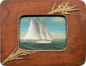 PAINTING, SAILBOAT AT SEA Amer