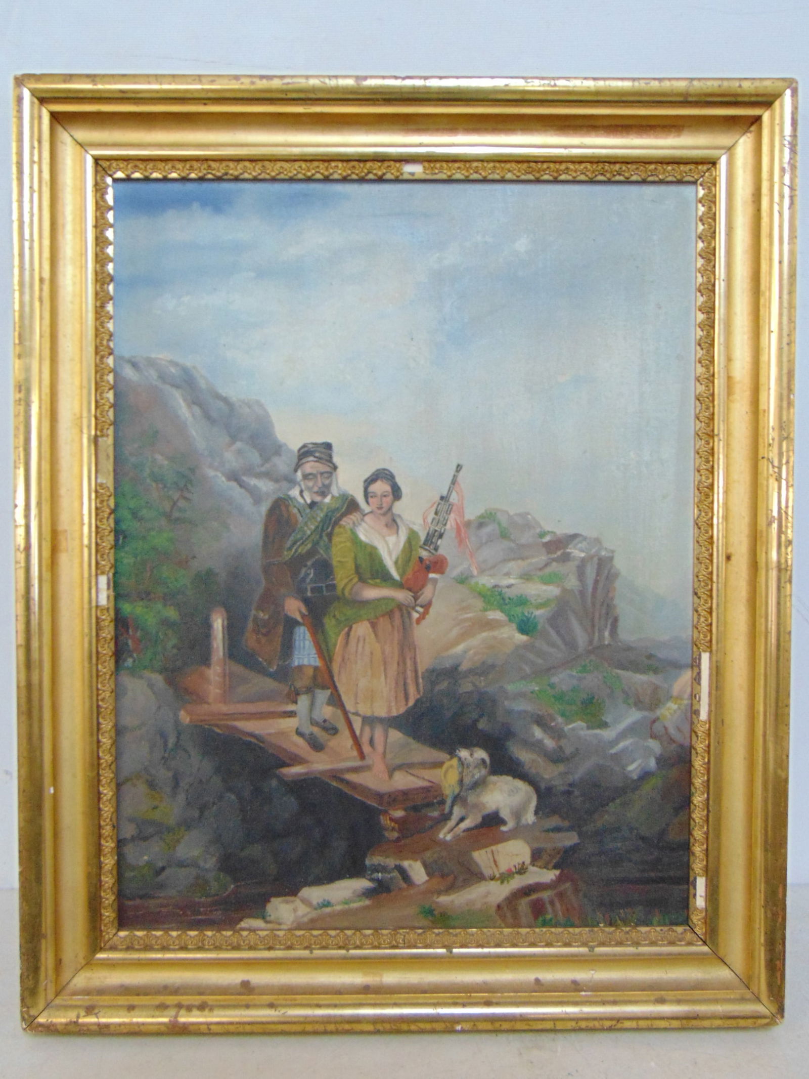 PAINTING, SCOTTISH SCENE WITH MAN &