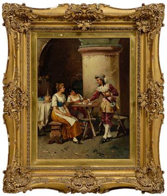 Painting signed Pellerin, a game of
