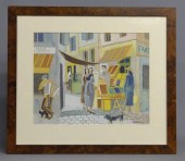 Painting street scene signed a