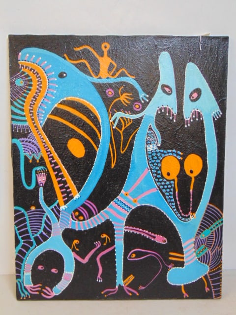PAINTING, SURREAL FIGURES, SIGNED