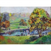 PAINTING, THE BOAT POND Americ