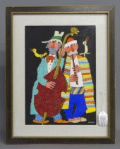 Painting two musicians signed
