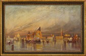 PAINTING, VENETIAN SCENE Itali