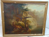 PAINTING, VULTURES WITH DEER B