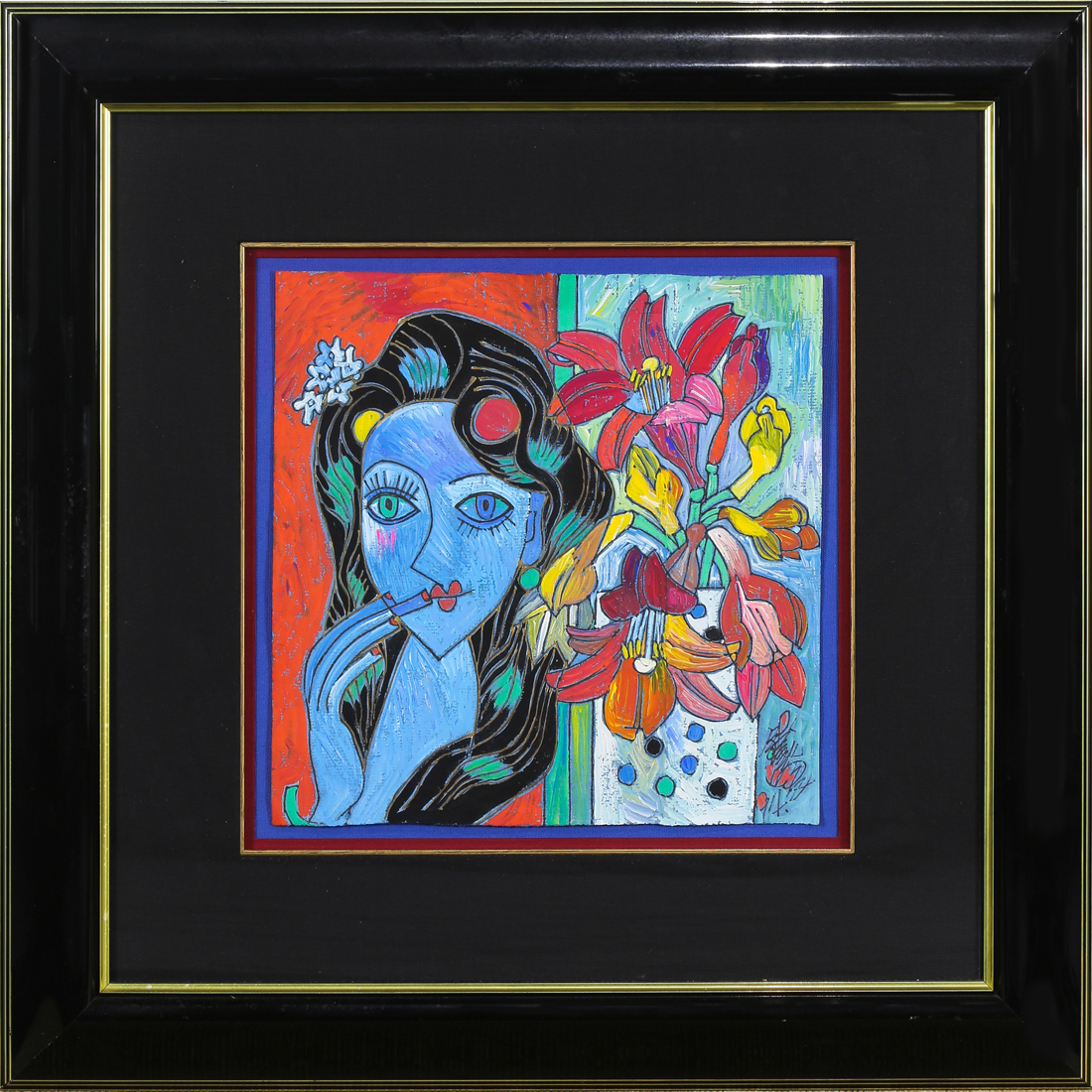 PAINTING, WOMAN WITH FLOWERS