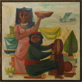 PAINTING, WOODWORKING COUPLE<b
