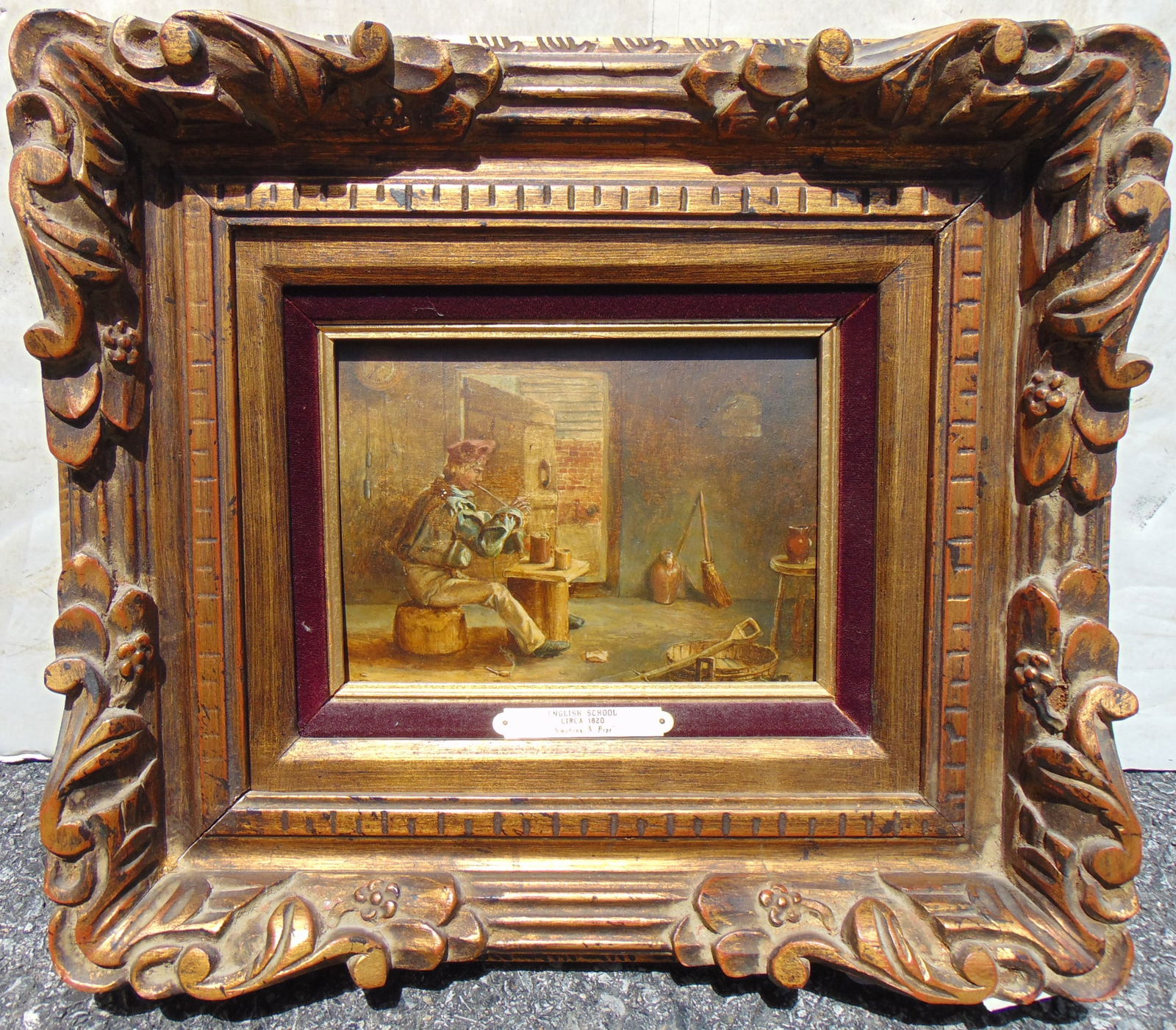 PAINTING, YOUNG MAN SMOKING A PIPE,