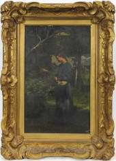 PAINTING, YOUNG WOMAN PICKING