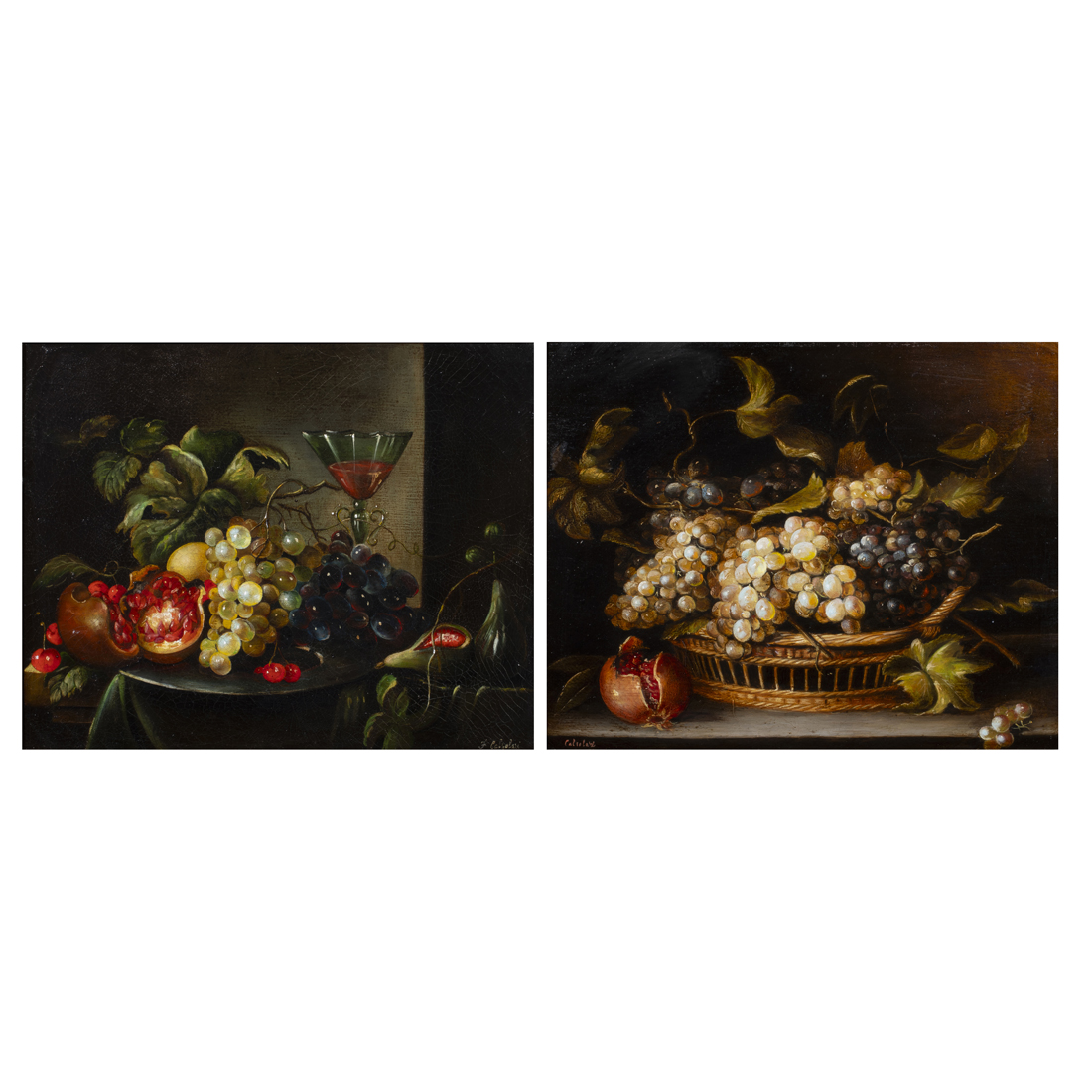 PAINTINGS, IDA CALZOLARI (lot of 2)