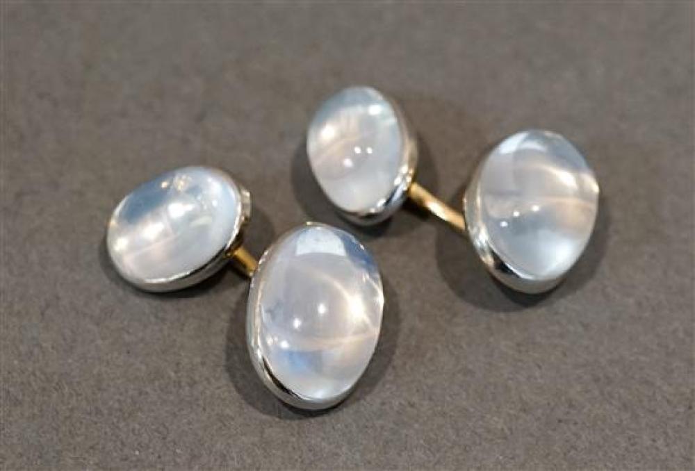 PAIR 14 KARAT YELLOW GOLD MOONSTONE