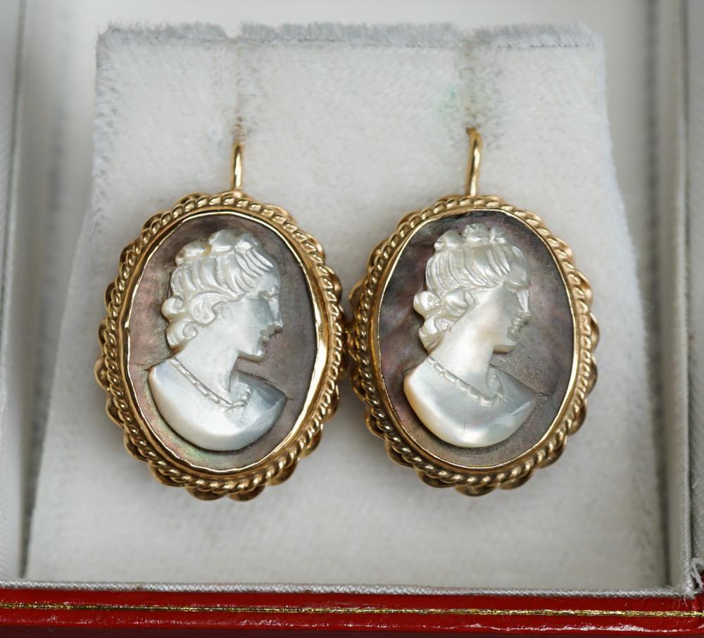PAIR 14-KARAT YELLOW-GOLD ABALONE