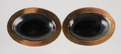 PAIR 14K GOLD & BLACK ONYX CAB