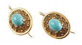 PAIR 14K SLEEPING BEAUTY TURQU
