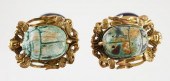 PAIR 14K VICTORIAN MAJOLICA SC