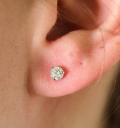 PAIR, 14K WHITE GOLD .50CTW DI