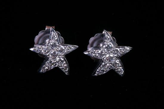 PAIR 14K WHITE GOLD AND DIAMOND