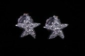 PAIR 14K WHITE GOLD AND DIAMON