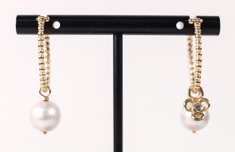 PAIR, 14K YELLOW GOLD PEARL