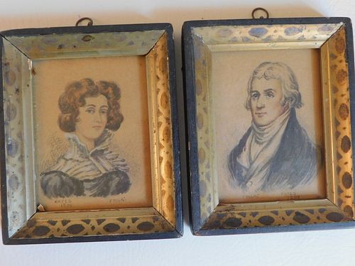 PAIR 1804 MINI PORTRAITSPair of