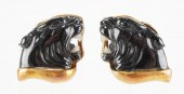 PAIR 18K GOLD BLACK PANTHER CU