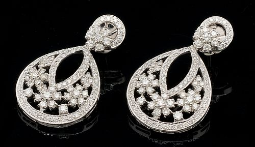 PAIR 18K GOLD & DIAMOND HOOP